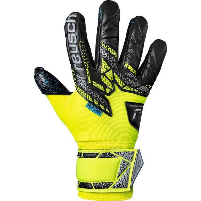 Reusch Goalkeeper Gloves Attrakt Fusion Guardian Gk:Lab - Safety Yellow/silver/black Kids, size 5½ on Productcaster.