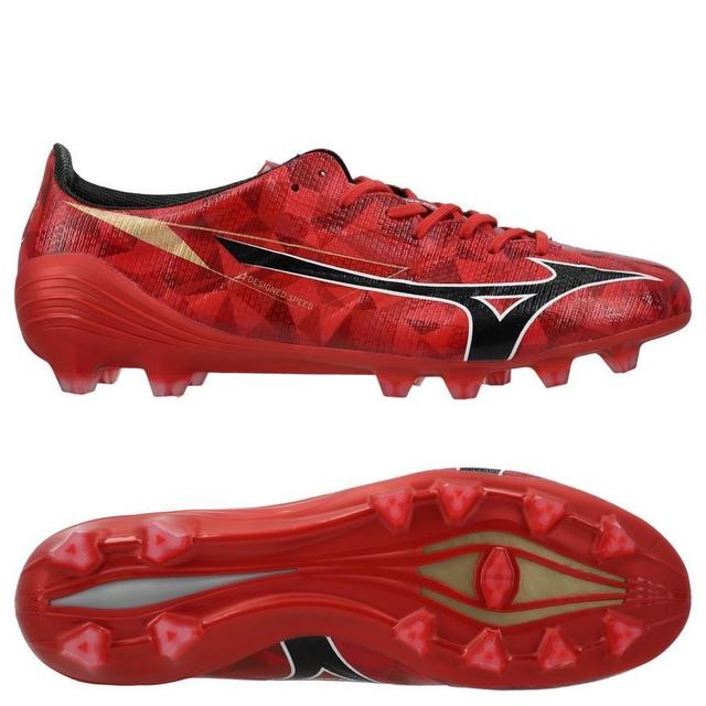 Mizuno Alpha Ii Made In Japan Fg Ruby Red - Morelia 40th Red/black/gold - Grass (Fg), size 40½ on Productcaster.