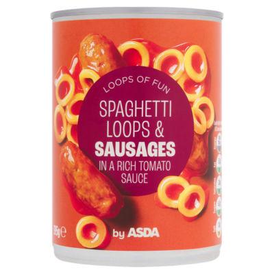 ASDA Spaghetti Loops & Sausages in a Rich Tomato Sauce 395g on Productcaster.