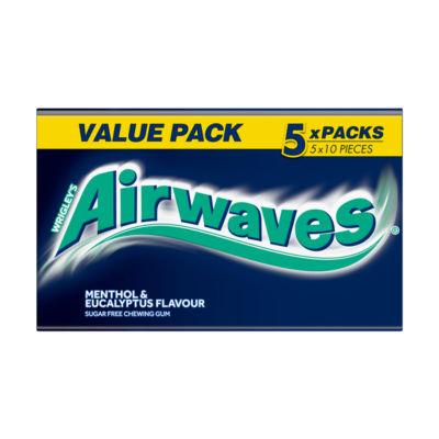 Wrigley's Airwaves Menthol & Eucalyptus Flavour Sugar Free Chewing Gum 5 x 14g (70g) on Productcaster.