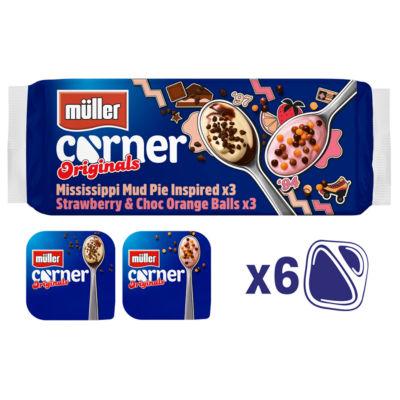 Muller Corner Originals Mississippi Mud Pie and Strawberry & Chocolate Orange Balls Yogurt on Productcaster.