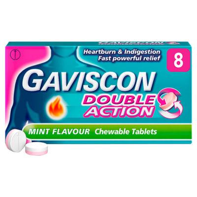 Gaviscon Double Action Heartburn & Indigestion Mint Flavour Tablets x 8 on Productcaster.