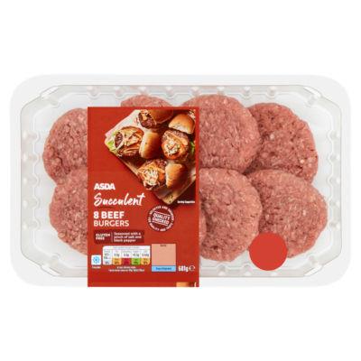 ASDA Succulent 8 Beef Burgers 681g on Productcaster.