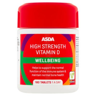 ASDA High Strength Vitamin D Wellbeing 180 Tablets 1 A Day on Productcaster.