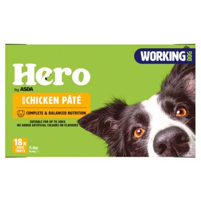 On Offer - Asda Hero Working Dog with Chicken Pâté 18 x 300g (5.4kg) on Productcaster.