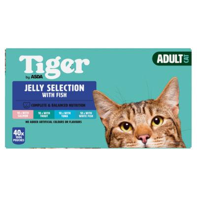 ASDA Tiger Adult Cat Jelly Selection with Fish 40 x 100g (4.0kg) on Productcaster.