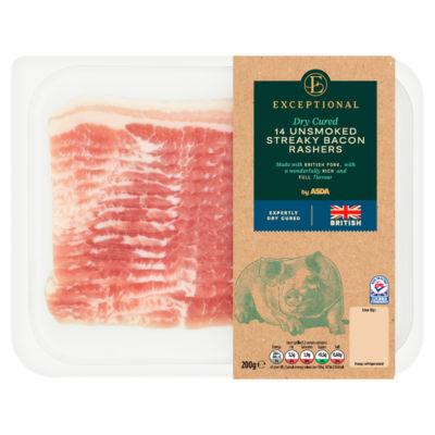 Exceptional by ASDA 14 Dry Cured Unsmoked Streaky Bacon Rashers 200g on Productcaster.