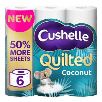 Cushelle Quilted Coconut 50% Longer Lasting Toilet Tissue 6 Equals 9 Regular Rolls on Productcaster.