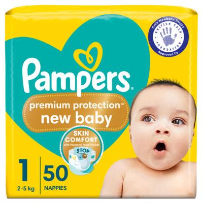 Pampers New Baby Size 1, 50 Nappies, 2kg-5kg, Essential Pack on Productcaster.