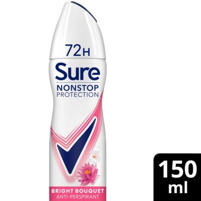 On Offer - Sure Anti-Perspirant Deodorant Aerosol Bright Bouquet Nonstop Protection 150 ml on Productcaster.