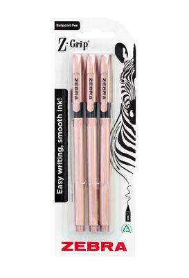 Zebra Z-Grip Rose Gold Black ink Stick Pens 3pk on Productcaster.