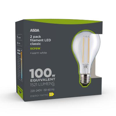 ASDA LED Filament Filament 100W Large Screw Clear Lightbulb on Productcaster.