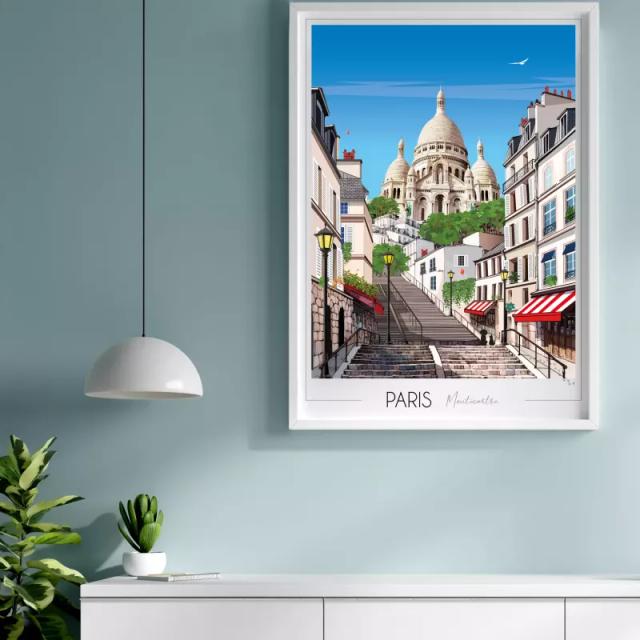 Affiche de Paris - Foliove, Dimension 30x42 cm, Vue de L'affiche Vue sur Montmartre on Productcaster.