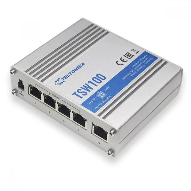 Teltonika TSW100 Industrial Unmanaged POE+ Switch on Productcaster.