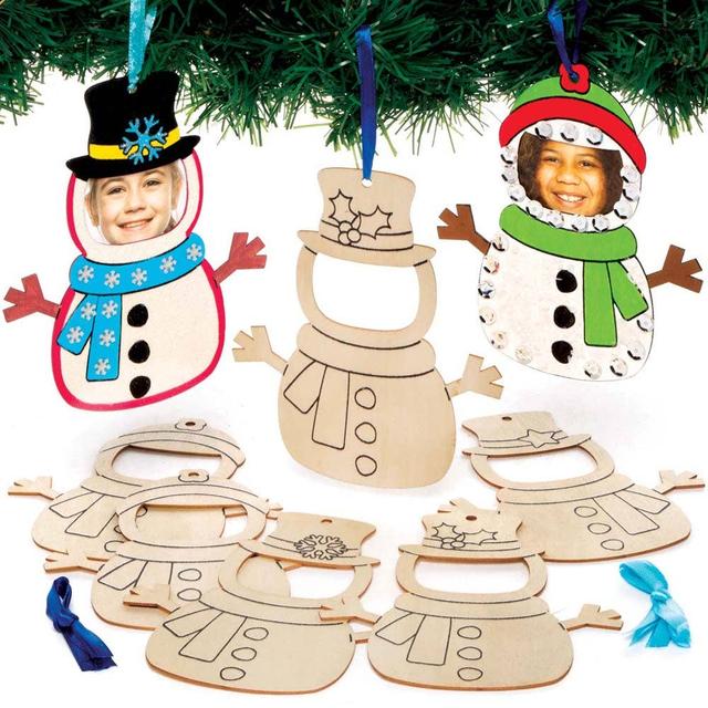 Snowman Wooden Photo Frame Decorations  (Pack of 10) Christmas Crafts on Productcaster.