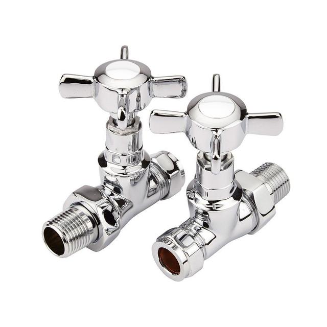 Milano - Traditional Chrome Straight Radiator Valves (Pair) on Productcaster.