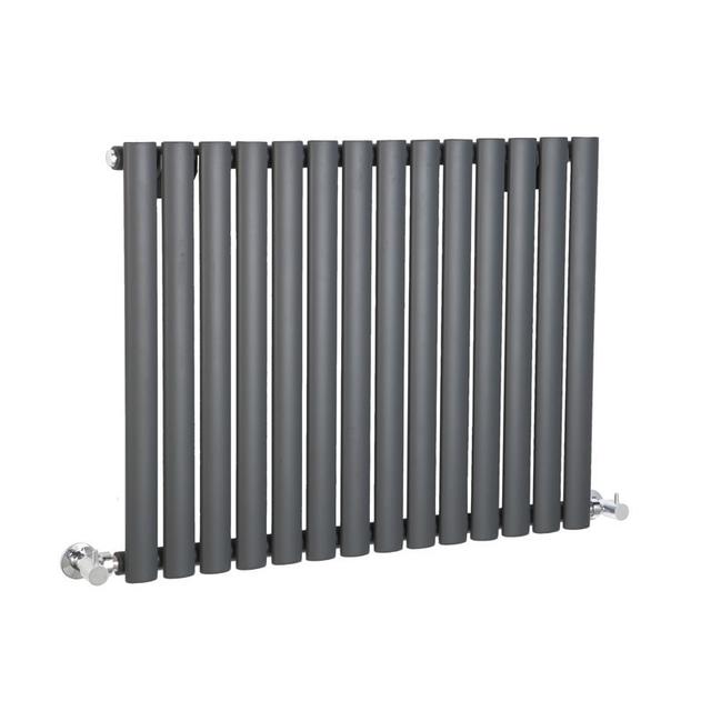 Milano Aruba - Anthracite Designer Radiator - Modern Horizontal Column Radiator - Contemporary - Grey Single Panel - 635mm x 834mm on Productcaster.