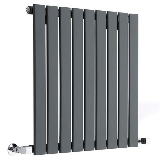 635 x 630mm Slim Grey Radiator - Milano Alpha Single Flat Panel Anthracite Designer Radiator on Productcaster.