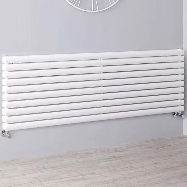 Milano White Horizontal Designer Radiator 590mm x 1600mm (Double Panel) on Productcaster.