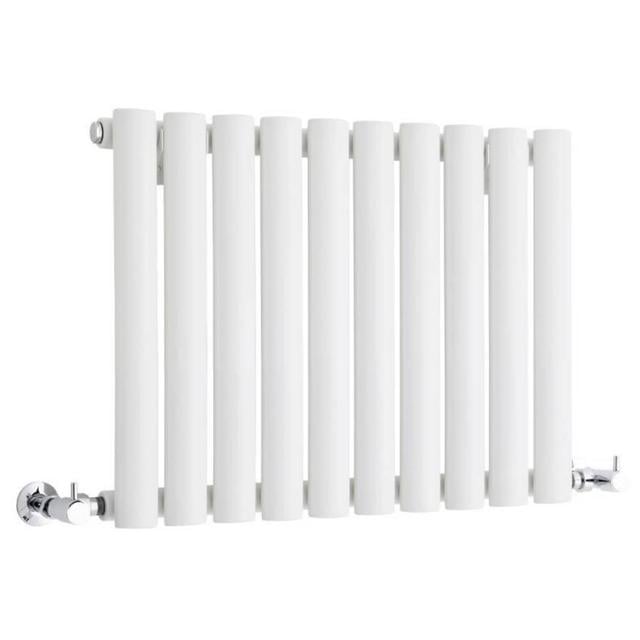 Milano Aruba - Small White Horizontal Designer Radiator - Low Profile Radiator - Compact Radiator - Single Panel - 400mm x 595mm on Productcaster.