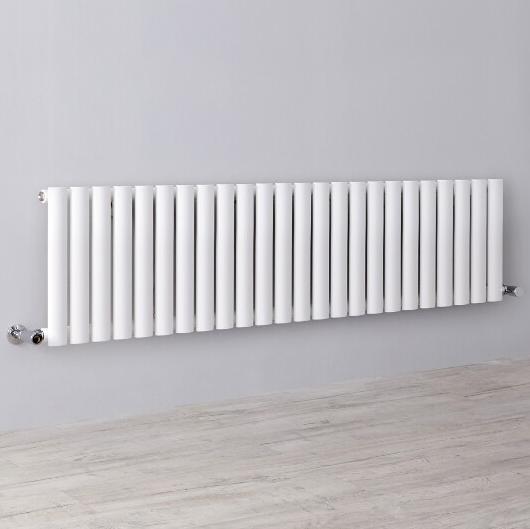 Milano Aruba - Small White Horizontal Designer Radiator - Low Profile Radiator - Compact Radiator - Single Panel - 400mm x 1411mm on Productcaster.