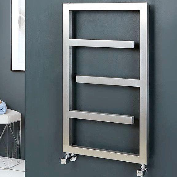 Satin Chrome Heated Towel Rail - 900 x 500 - Milano Eclipse on Productcaster.