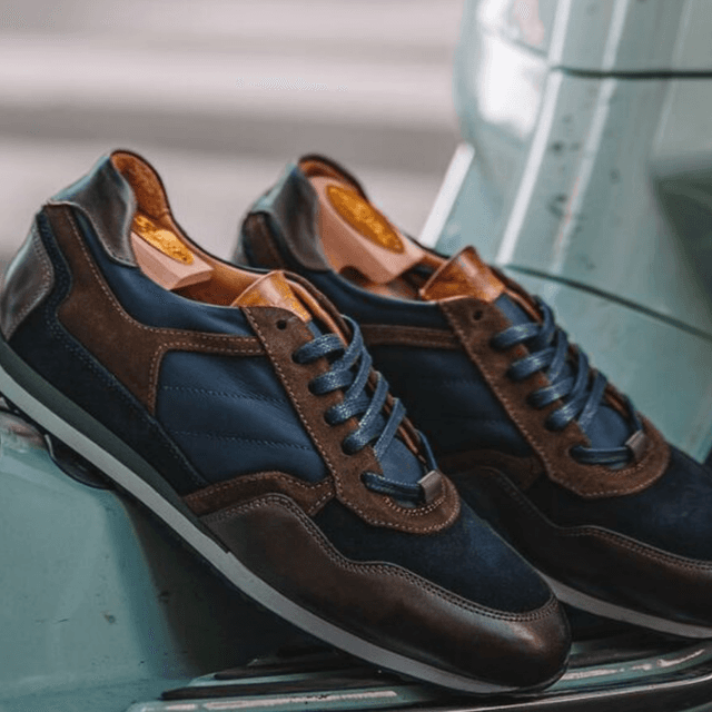 Bexley - Sneaker homme cuir chocolat et marine on Productcaster.