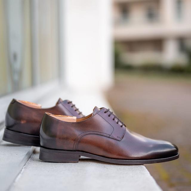 Bexley - Derbies homme cuir chocolat patiné on Productcaster.