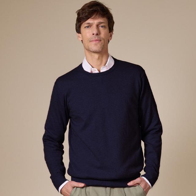 Bexley - Pull fin homme bleu marine coton Pima/cachemire - Double fil - Coupe standard on Productcaster.