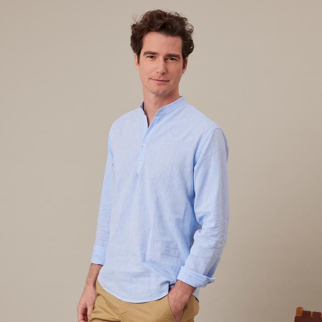 Bexley - Chemise homme - Col officier - Coupe ajustée raccourcie - Coupe Tunique - chambray bleu on Productcaster.