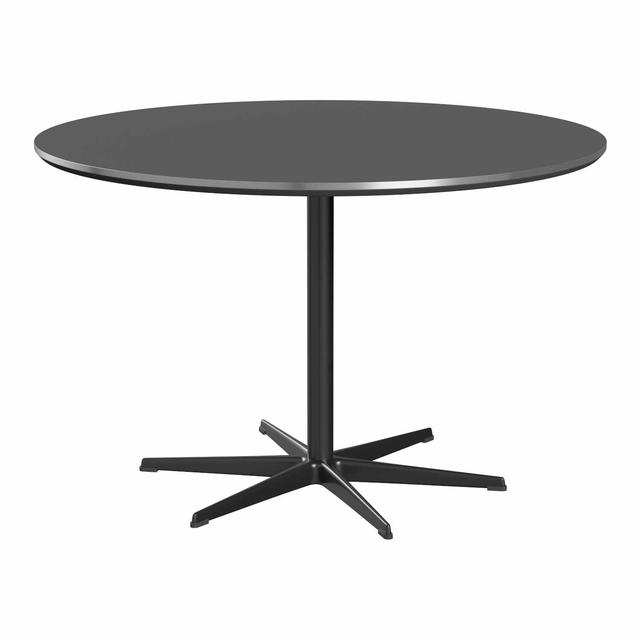 CIRCULAR Esstisch , Tischplatte laminat, schwarz m. kante aluminium, Grösse d. 120 cm, Gestell satingebürstetes aluminium on Productcaster.
