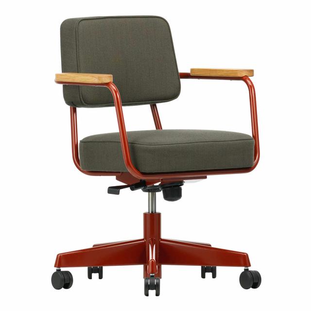 Fauteuil Direction Pivotant Bürodrehstuhl, Bezug stoff twill 13 hellrot, Armlehne eiche natur massiv geölt, Untergestell ecru pulverbeschichtet (gl... on Productcaster.