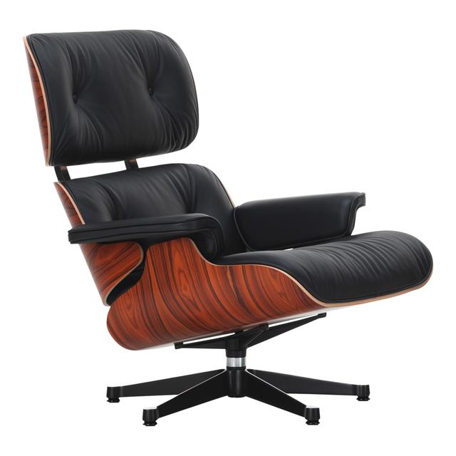 Eames Lounge Chair Sessel Palisander, Masse klassische masse, Bezug leder premium f jade, Untergestell poliert, Gleiter basic dark für teppichböden on Productcaster.