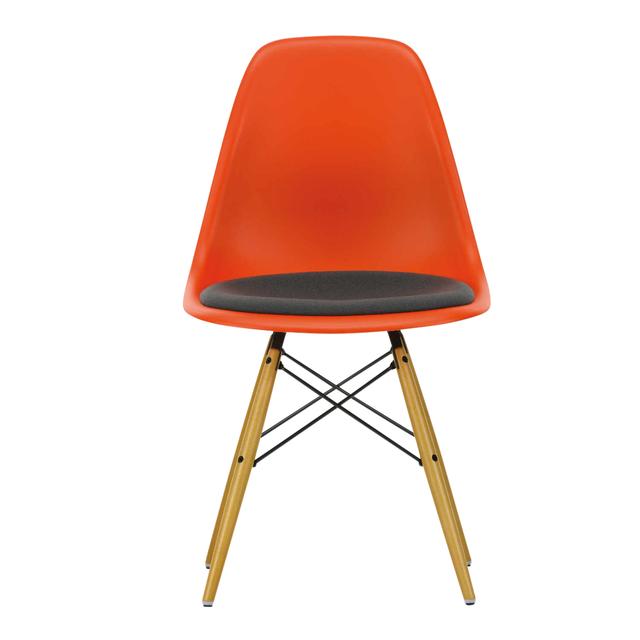 Eames Plastic Side Chair RE DSW Sitzpolster Stuhl, Sitzschale RE cotton white re, Stoff Hopsak F60 senf/elfenbein, Untergestell ahorn gelblich, Gle... on Productcaster.