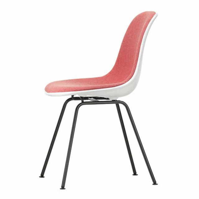 Eames Plastic Side Chair RE DSX Vollpolster Stuhl, Sitzschale RE poppy red re, Stoff Hopsak F60 senf/dunkelgrau, Keder weiss, Drahtuntergestell bas... on Productcaster.