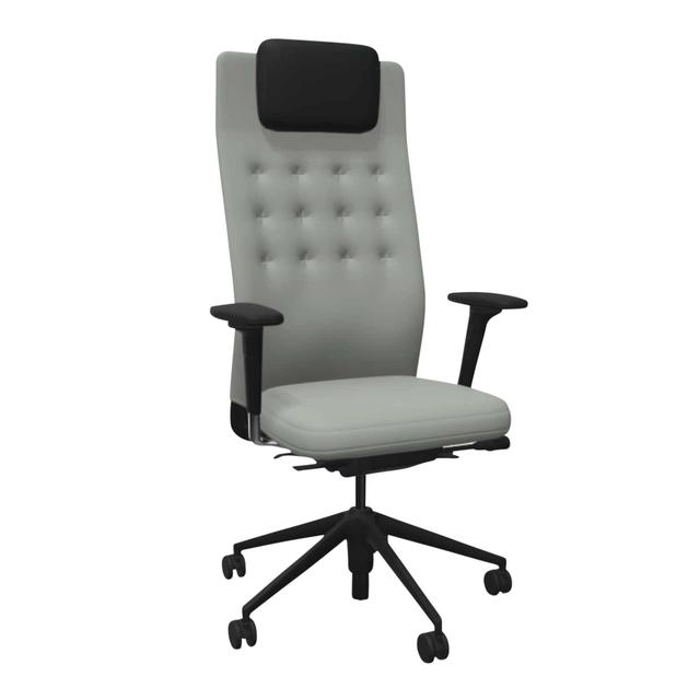 ID Trim L Bürodrehstuhl, Sitz Stoff F30 plano nero, Rücken plano lichtgrau/eisblau 12, Kopfauflage leder nero, Ausführung ohne verstellbare lumbals... on Productcaster.