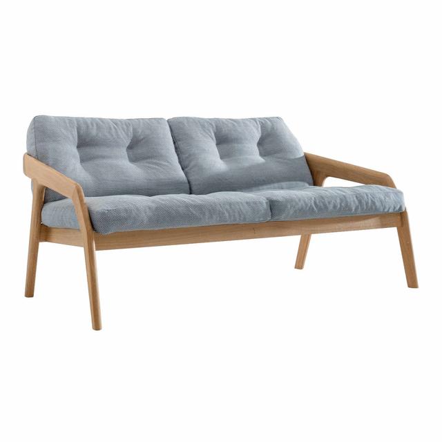 Friday 2 2er Sofa, Holz eiche, Kernleder schlammgrau, Stoff remix 0123 on Productcaster.