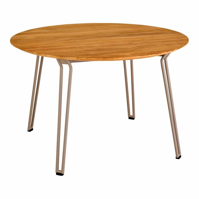 Slope rund Tisch, Ausführung Tischplatte teak massiv 0, Gestell weiss 01 on Productcaster.
