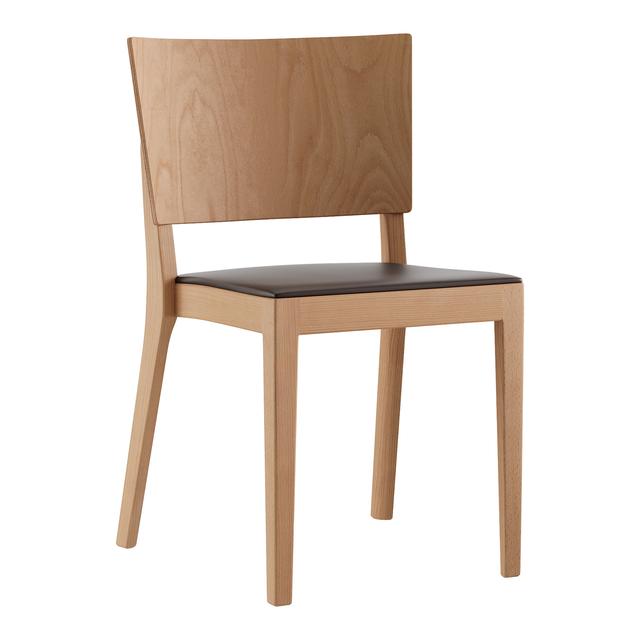 6-413 Status Stuhl, Holz buche weiss hg330, Bezug leder off-white 2110 on Productcaster.