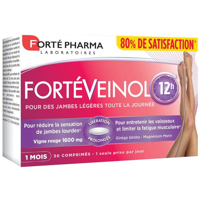 Vigne rouge Circulation et Jambes Lourdes 30 comprimés à Libération prolongée Forté Veinol Forté Pharma - Produit Bio - Certifié Cosmébio - Easypara on Productcaster.