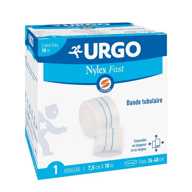 Urgo Nylex Fast Rouleau Bande Tubulaire Liseré Bleu 10m x 7,5cm 1 - Easypara on Productcaster.