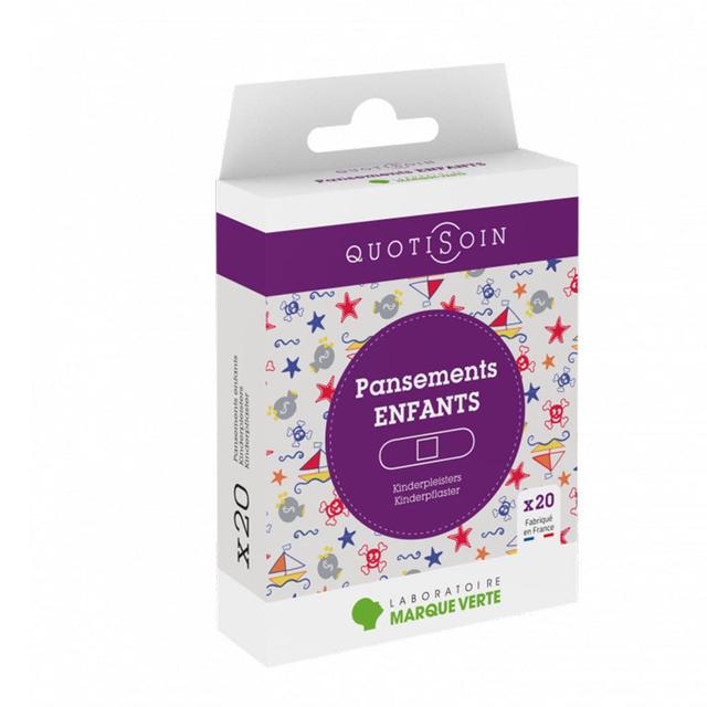 Pansements enfants x20 Quotisoin Marque Verte - Fabriqué en France - Produit Bio - Certifié Cosmébio - Easypara on Productcaster.