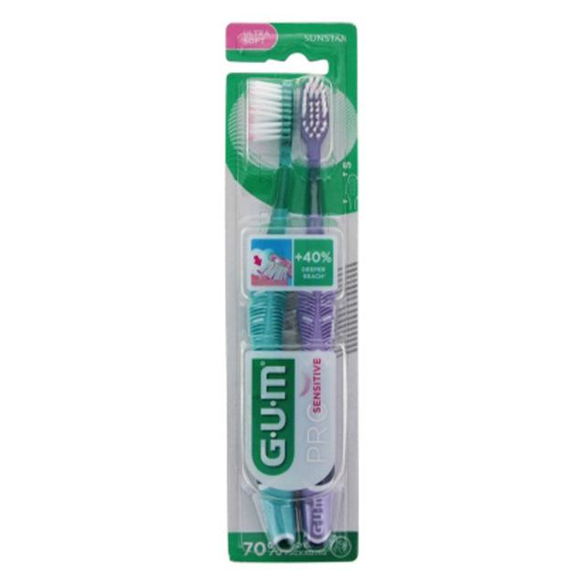 Brosse à Dents x2 Pro Sensitive Ultra-Souple 15/100e Gum - Produit Bio - Certifié Cosmébio - Easypara on Productcaster.