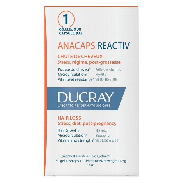 Chute De Cheveux Réactionnelle 30 Gélules Anacaps Reactiv Ducray - Produit Bio - Certifié Cosmébio - Easypara on Productcaster.