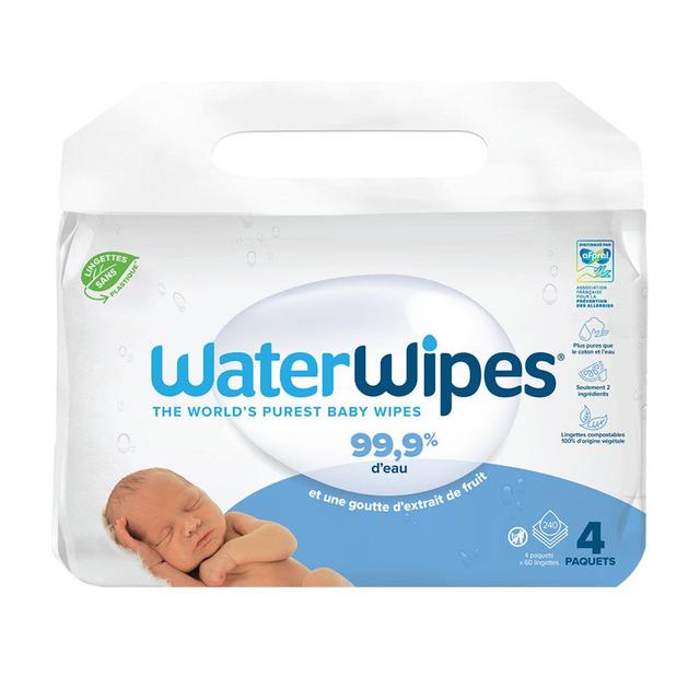 Lingettes bébé 4x60 Waterwipes - Produit Bio - Certifié Cosmébio - Easypara on Productcaster.