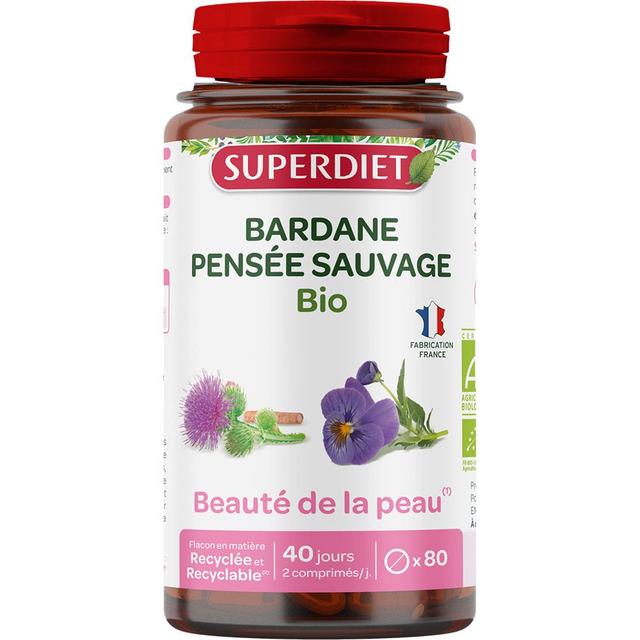 Bardane-Pensee Sauvage Bio 80 comprimés Superdiet - Fabriqué en France - Produit Bio - Easypara on Productcaster.