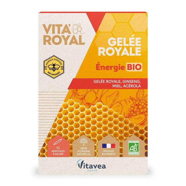 Vitavea Santé Vita'Royal Gelee Royale Energie Bio 10 ampoules - Fabriqué en France - Easypara on Productcaster.