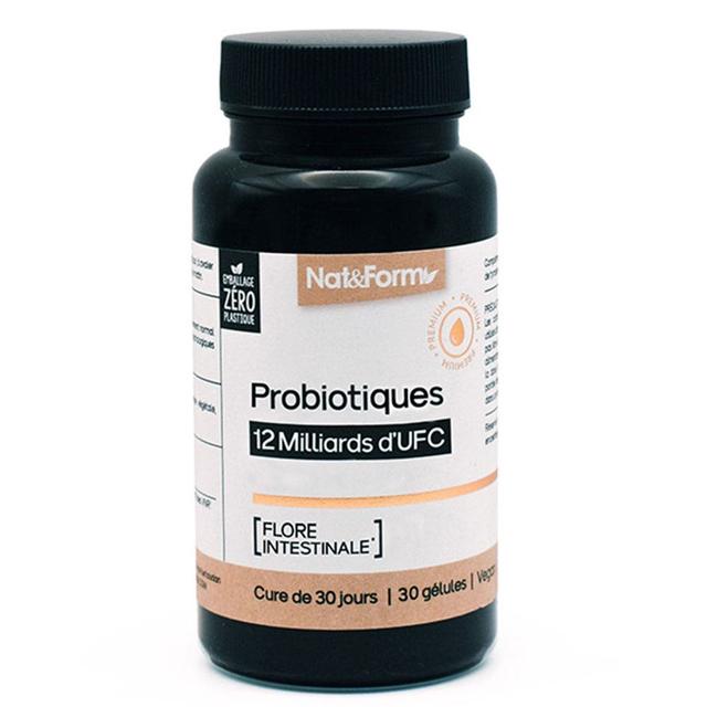 Nat&Form Probiotiques 12 milliards d'UFC Flore Intestinale 30 gélules - Fabriqué en France - Produit Vegan - Easypara on Productcaster.