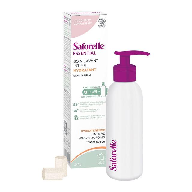 Saforelle Essential Starter Kit Soin Lavant Intime Hydratant à Reconstituer 1 flacon en aluminium + 2 bâtonnets à diluer - Fabriqué en France - Easypa on Productcaster.