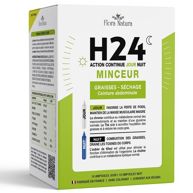 Flora Natura H24 Minceur Graisses-Séchage 10 Ampoules Jour & 10 Ampoules Nuit - Easypara on Productcaster.